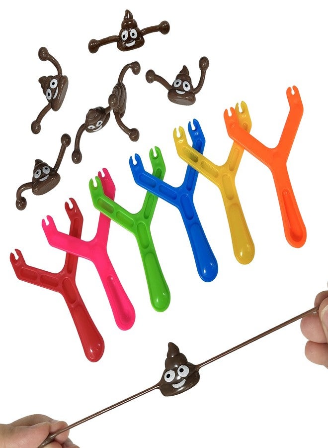 M.best 48pcs Poop Slingshot Flying Toys Bulk, Sticky Rubber Flying Shooting Game Toy,Novelty Party Favors Funny Gifts for Kids Easter Christmas Birthday Goodie Bag Stuffers - Image 3